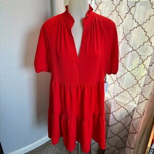 1.State Women's Red Ruffled Tiered Mini Dress Size M